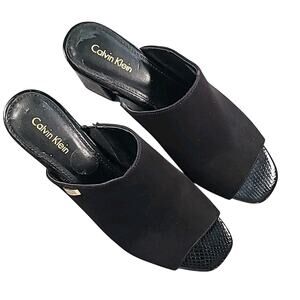 Calvin Klein Black Mule Heels – Women’s Size 8 – Classic Career Chic